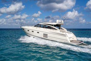 Private yacht cruising in the Caribbean Sea off Ocho Rios Jamaica.