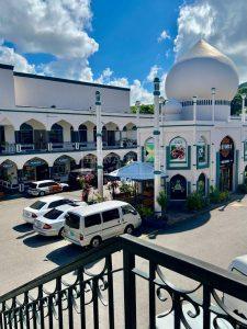 Exterior view of Taj Mahal Shopping Center in Ocho Rios, Jamaica.