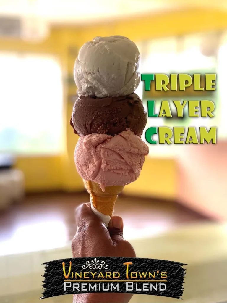 Triple-layer non-dairy ice cream cone from Babylove’s Twist in Jamaica.