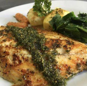 Herb chicken entrée at L’Escargot Restaurant in Runaway Bay, Jamaica.