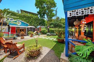 Garden courtyard at Miss T’s Kitchen restaurant in Ocho Rios, Jamaica.