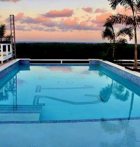 Rooftop infinity pool at 12 to 12 Ultra Lounge near Ocho Rios Jamaica.