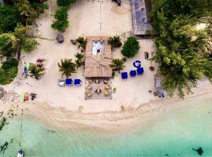 Aerial view of Bamboo Blu Beach Club in Ocho Rios Jamaica.