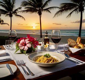 Oceanfront outdoor dining at Bettino's Italian Restaurant near Ocho Rios, Jamaica.