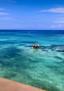 Cliffside Caribbean Sea view from Spicy Octopus Seafood & Jerk Restaurant in Ocho Rios.